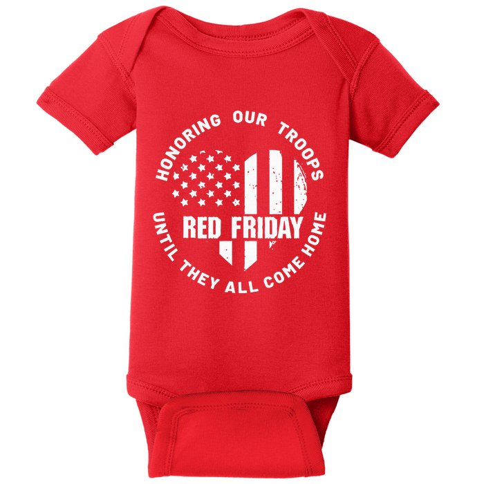 Retro Red On Friday US Military Pride And Support Baby Bodysuit