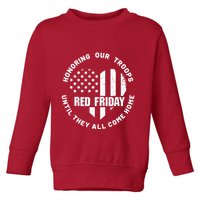 Retro Red On Friday US Military Pride And Support Toddler Sweatshirt