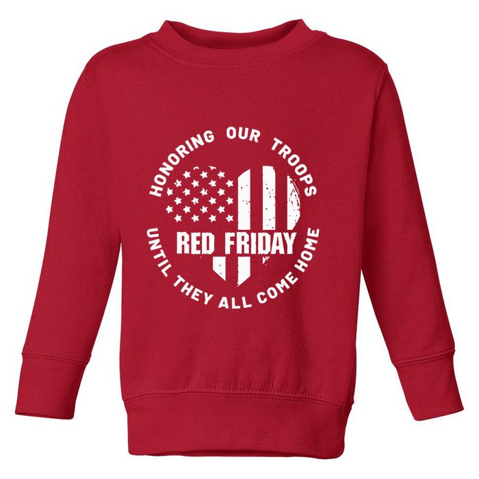 Retro Red On Friday US Military Pride And Support Toddler Sweatshirt