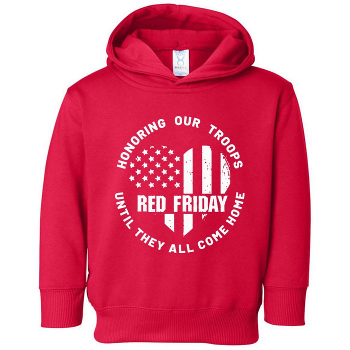 Retro Red On Friday US Military Pride And Support Toddler Hoodie