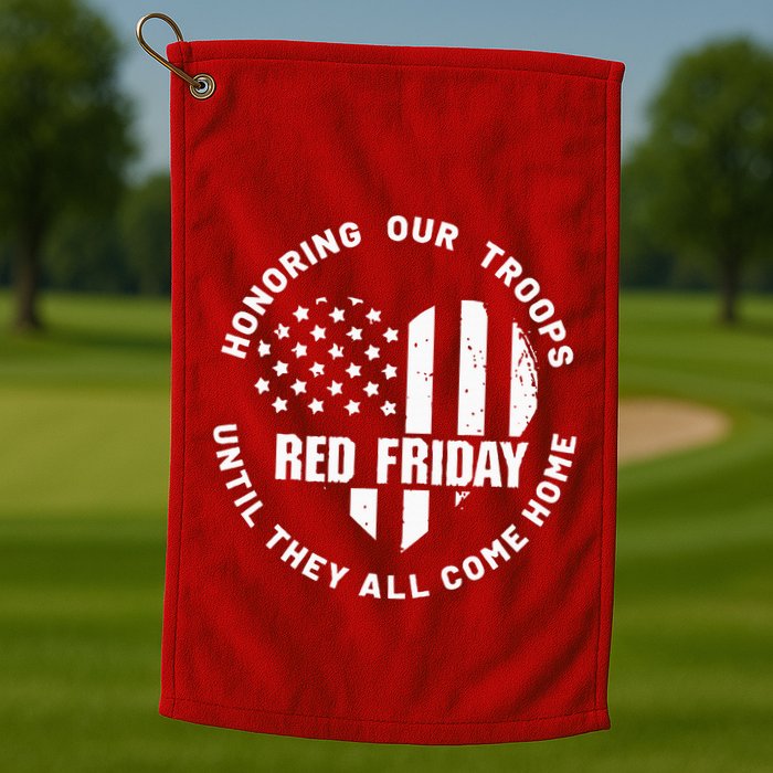 Retro Red On Friday US Military Pride And Support Golf Towel