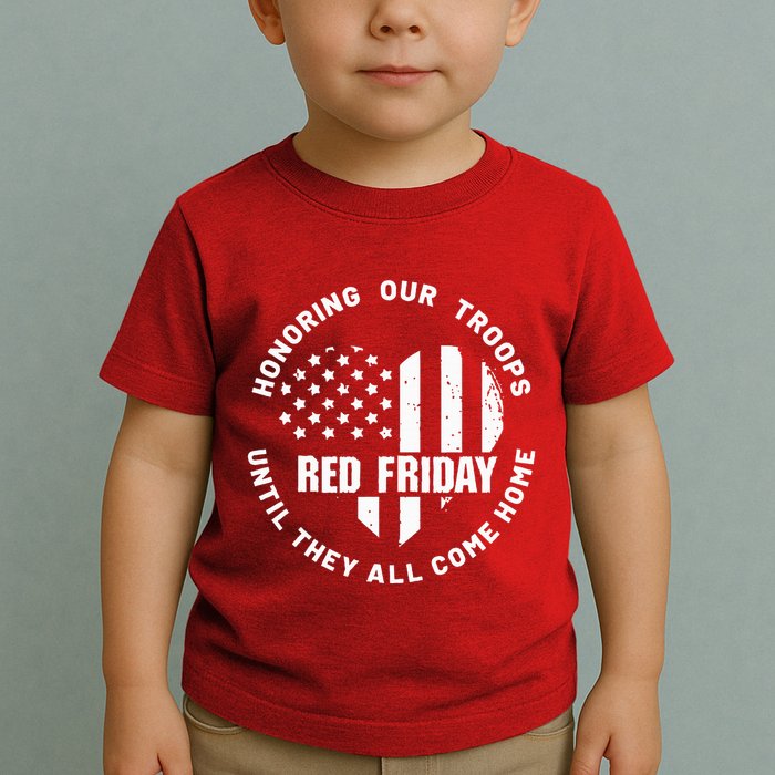 Retro Red On Friday US Military Pride And Support Toddler T-Shirt