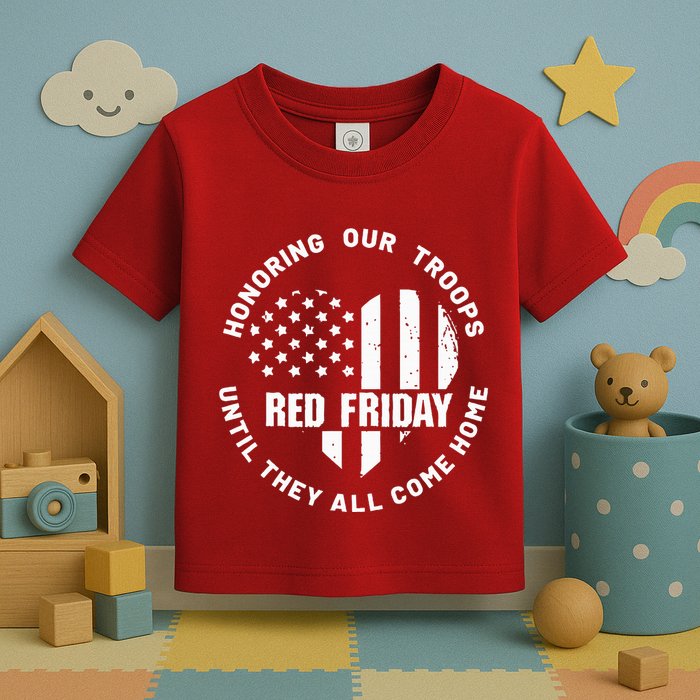 Retro Red On Friday US Military Pride And Support Toddler T-Shirt