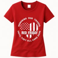 Retro Red On Friday US Military Pride And Support Womens T-Shirt