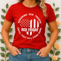 Retro Red On Friday US Military Pride And Support Womens T-Shirt