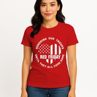 Retro Red On Friday US Military Pride And Support Womens T-Shirt