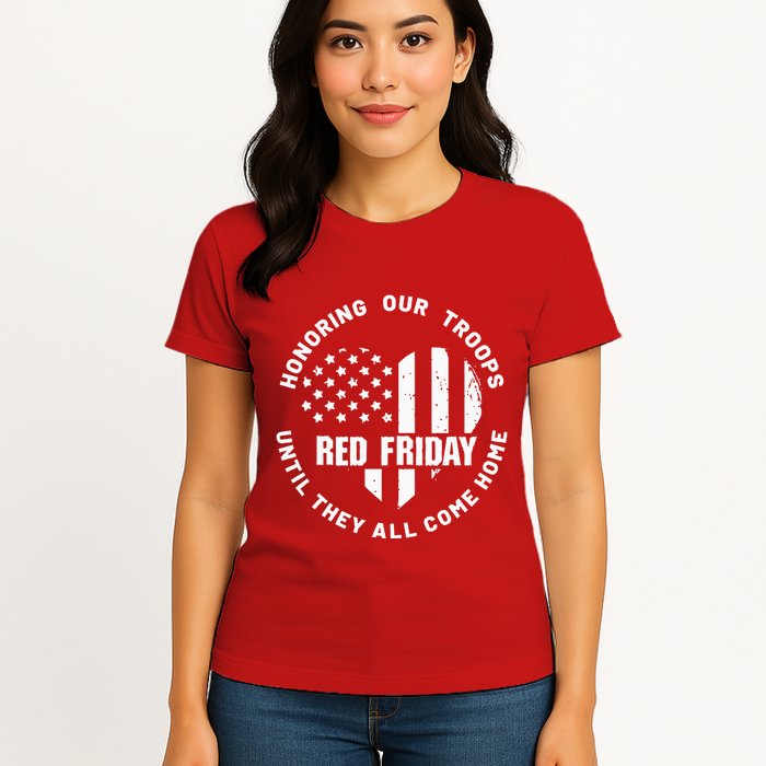 Retro Red On Friday US Military Pride And Support Womens T-Shirt