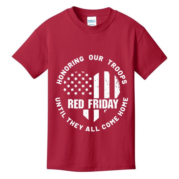 Retro Red On Friday US Military Pride And Support Kids T-Shirt