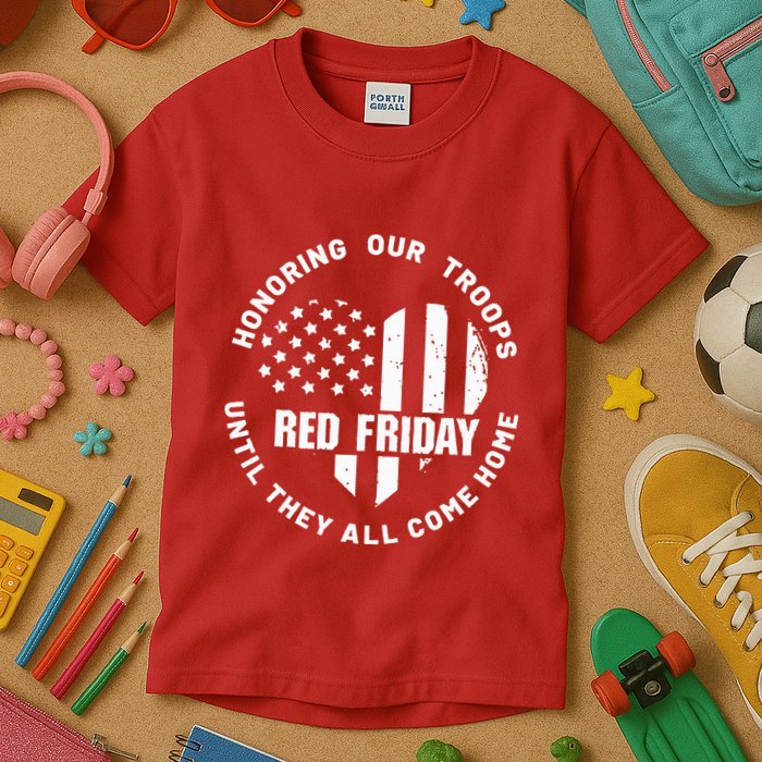 Retro Red On Friday US Military Pride And Support Kids T-Shirt