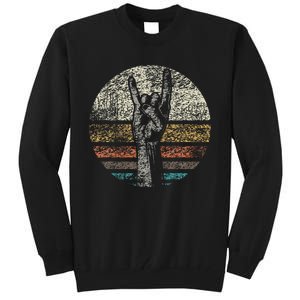 Retro Rock On Hand Horns For Rock And Roll Music Lovers Tall Sweatshirt