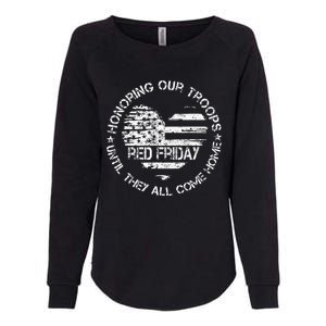 Retro Red On Friday US Military Pride Support Our Troops Womens California Wash Sweatshirt