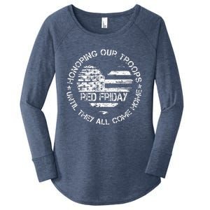 Retro Red On Friday US Military Pride Support Our Troops Women's Perfect Tri Tunic Long Sleeve Shirt