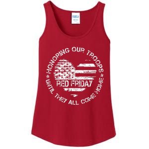 Retro Red On Friday US Military Pride Support Our Troops Ladies Essential Tank