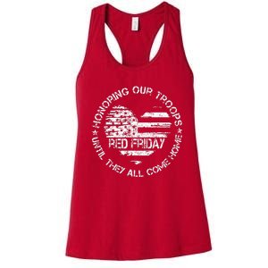 Retro Red On Friday US Military Pride Support Our Troops Women's Racerback Tank