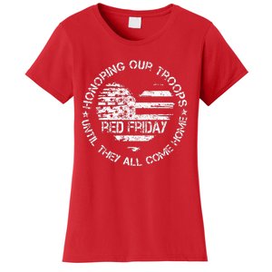 Retro Red On Friday US Military Pride Support Our Troops Women's T-Shirt