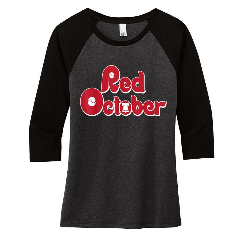 Retro Red October Philadelphia Vintage Women's Tri-Blend 3/4-Sleeve Raglan Shirt