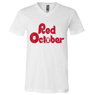 Retro Red October Philadelphia Vintage V-Neck T-Shirt