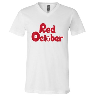 Retro Red October Philadelphia Vintage V-Neck T-Shirt