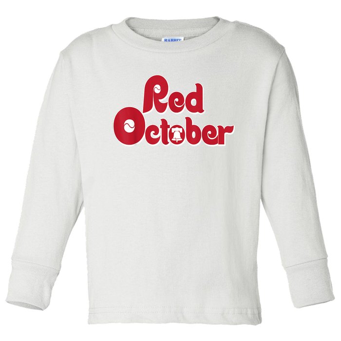 Retro Red October Philadelphia Vintage Toddler Long Sleeve Shirt