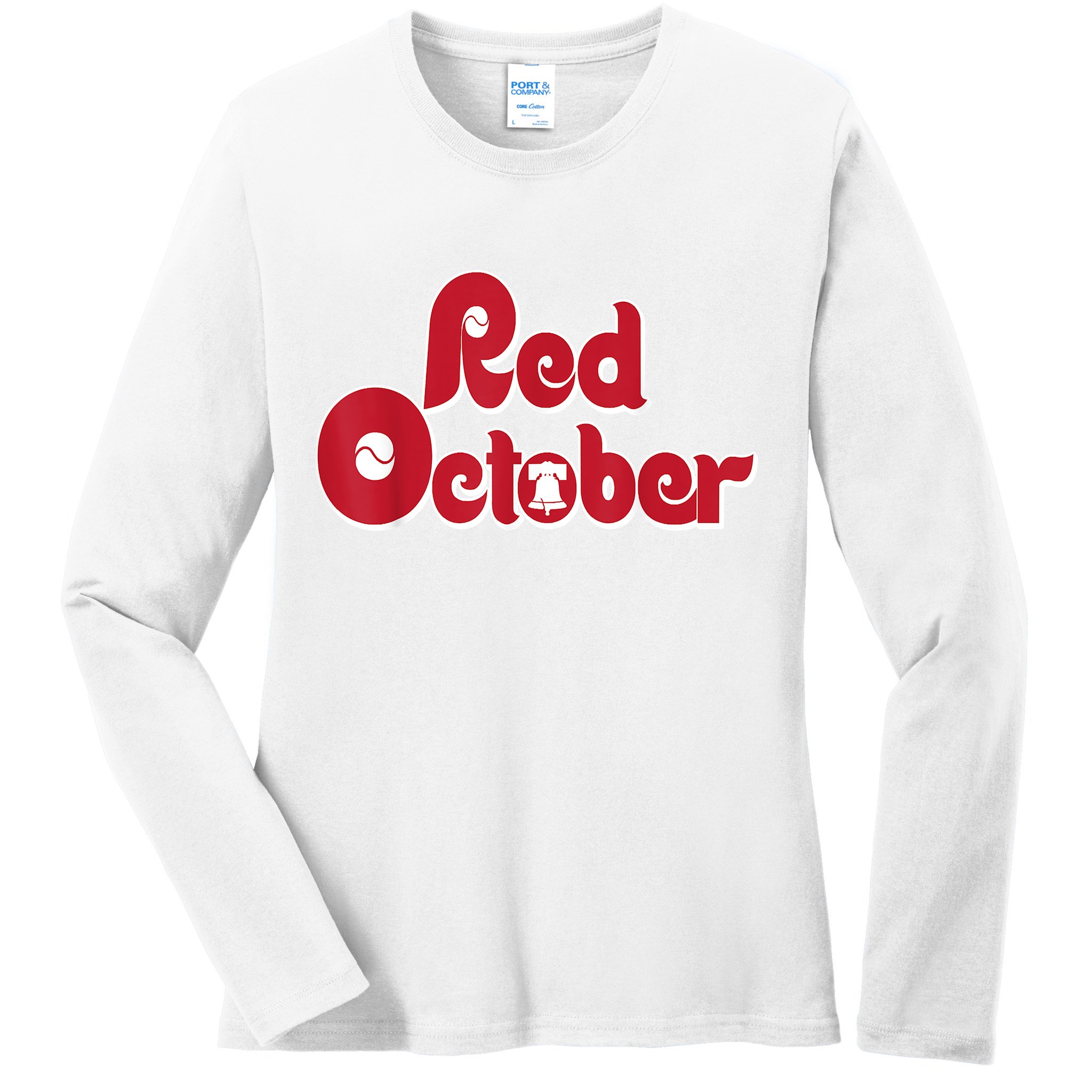 Retro Red October Philadelphia Vintage Ladies Long Sleeve Shirt