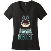 Robocat Women's V-Neck T-Shirt