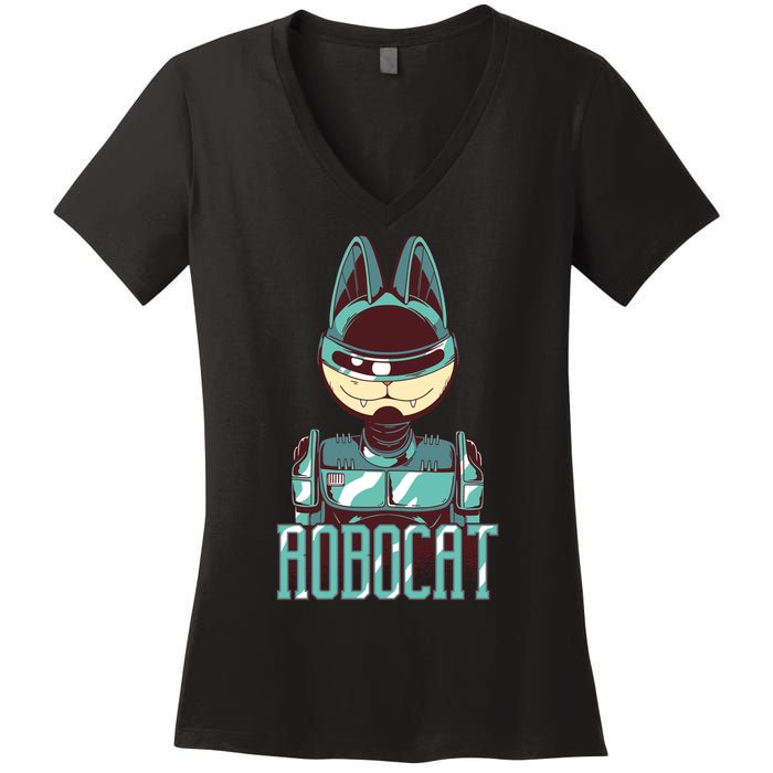 Robocat Women's V-Neck T-Shirt