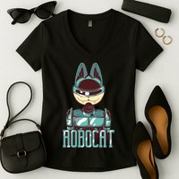 Robocat Women's V-Neck T-Shirt