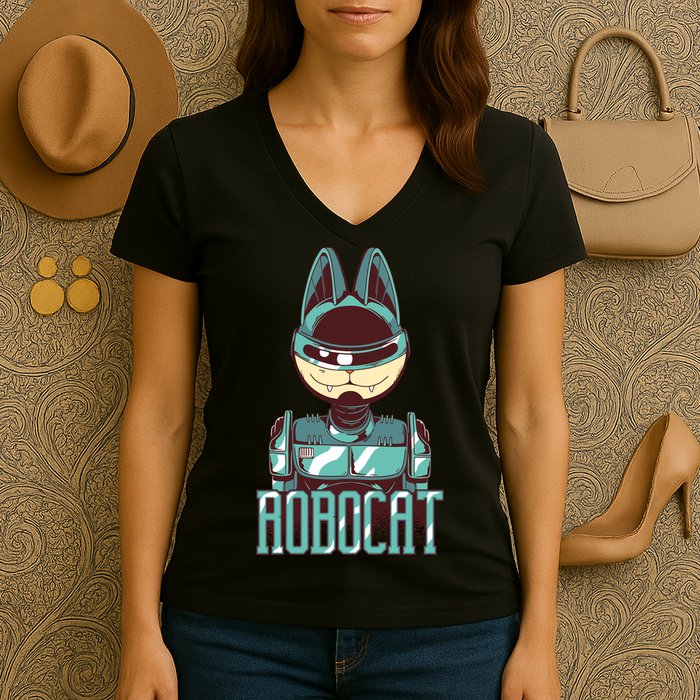 Robocat Women's V-Neck T-Shirt