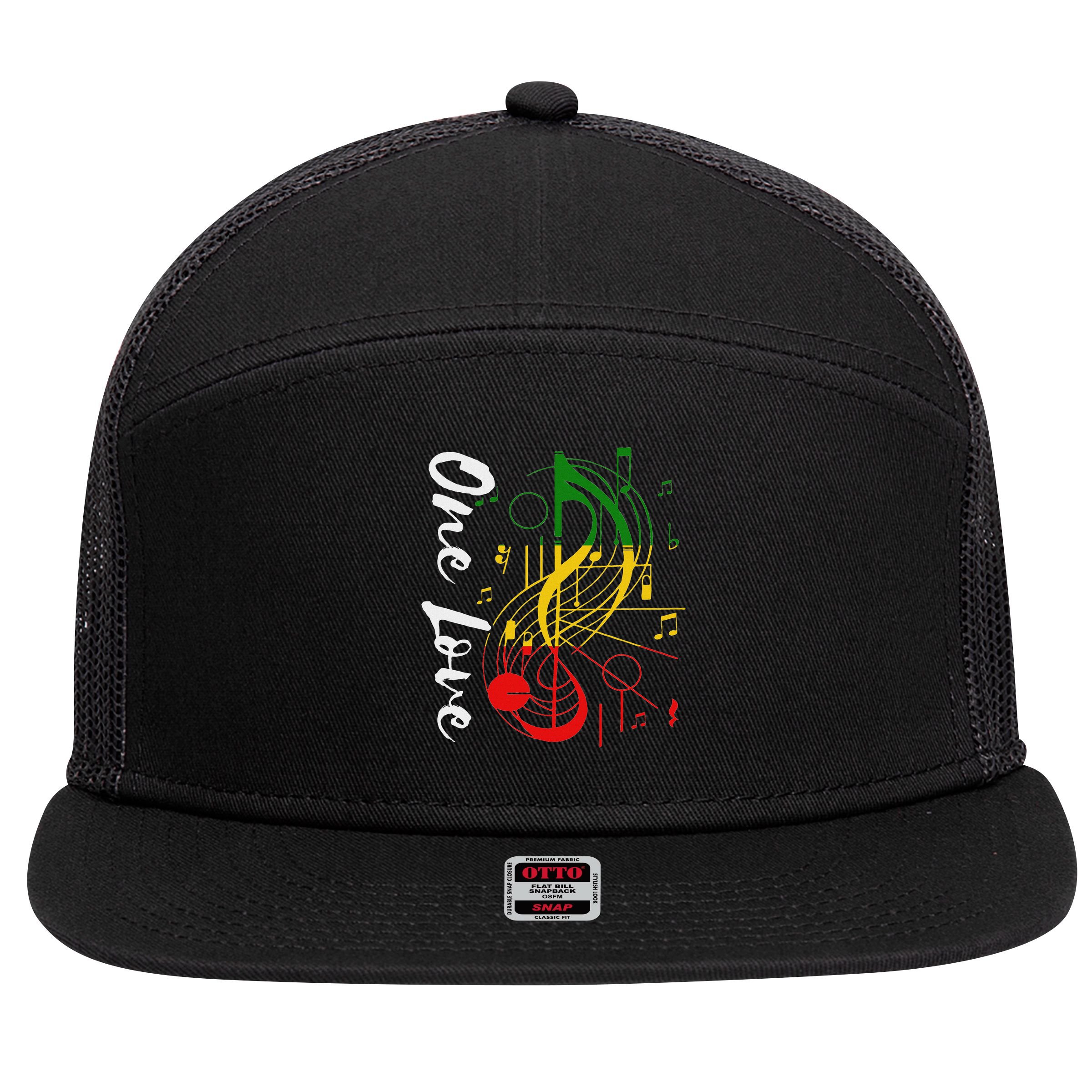 Reggae Rastafari One Pride Love 7 Panel Mesh Trucker Snapback Hat