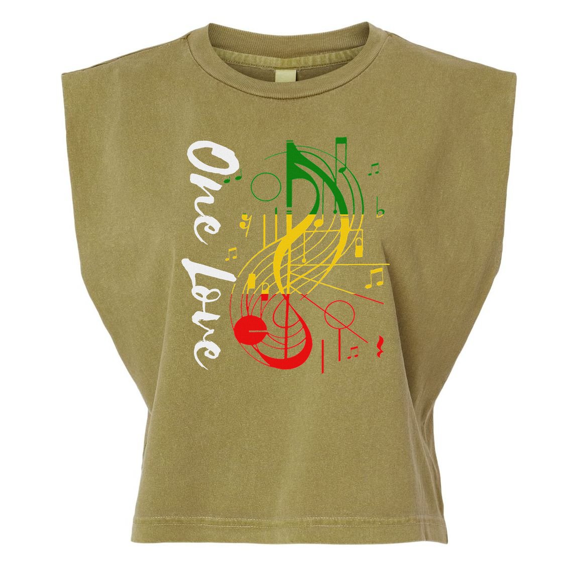 Reggae Rastafari One Pride Love Garment-Dyed Women's Muscle Tee