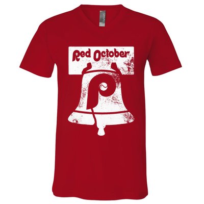 Retro Red October P.hilly P.hiladelphia Vintage Ring the bell V-Neck T-Shirt