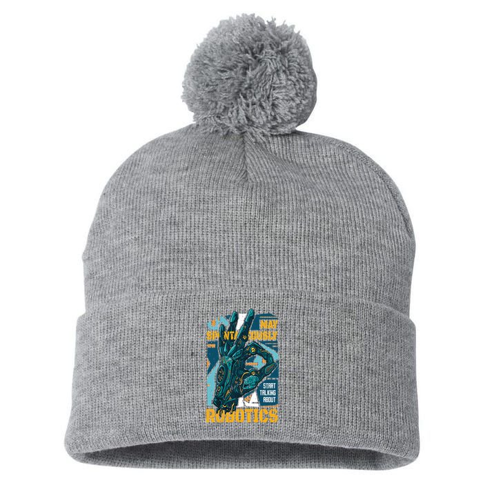 Robotics Pom Pom 12in Knit Beanie