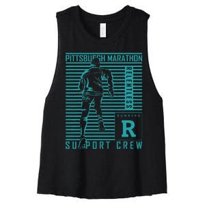 Runners Retro Pittsburgh 2024 Marathon 26 Miles Women's Racerback Cropped Tank