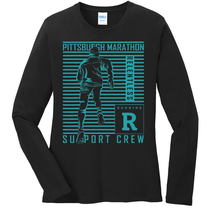 Runners Retro Pittsburgh 2024 Marathon 26 Miles Ladies Long Sleeve Shirt