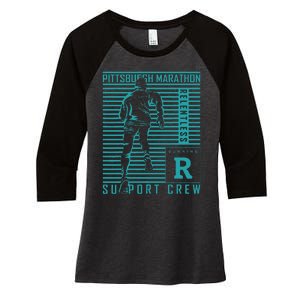 Runners Retro Pittsburgh 2024 Marathon 26 Miles Women's Tri-Blend 3/4-Sleeve Raglan Shirt