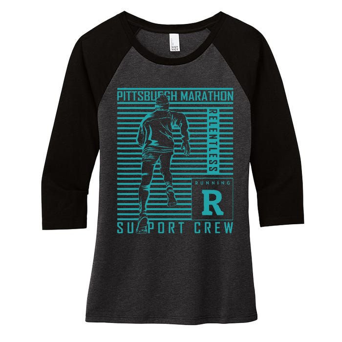 Runners Retro Pittsburgh 2024 Marathon 26 Miles Women's Tri-Blend 3/4-Sleeve Raglan Shirt