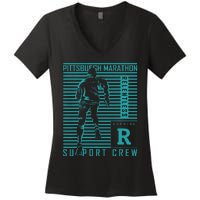 Runners Retro Pittsburgh 2024 Marathon 26 Miles Women's V-Neck T-Shirt