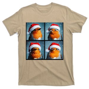 Robin Redbreast Portrait Winter Bird Christmas T-Shirt