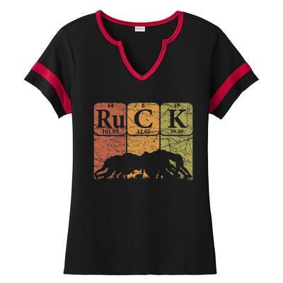 Ruck Rugby Periodic Table Elements Rugby Player Nerd Retro Ladies Halftime Notch Neck Tee