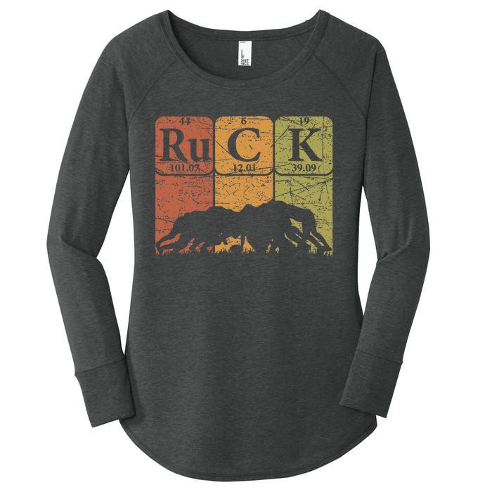 Ruck Rugby Periodic Table Elements Rugby Player Nerd Retro Women's Perfect Tri Tunic Long Sleeve Shirt