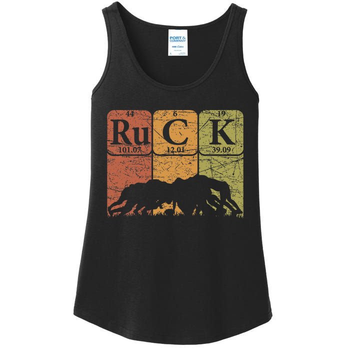 Ruck Rugby Periodic Table Elements Rugby Player Nerd Retro Ladies Essential Tank