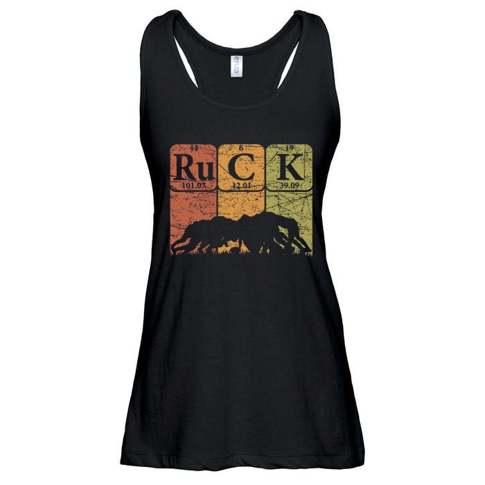 Ruck Rugby Periodic Table Elements Rugby Player Nerd Retro Ladies Essential Flowy Tank