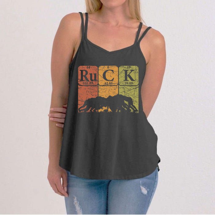 Ruck Rugby Periodic Table Elements Rugby Player Nerd Retro Women's Strappy Tank