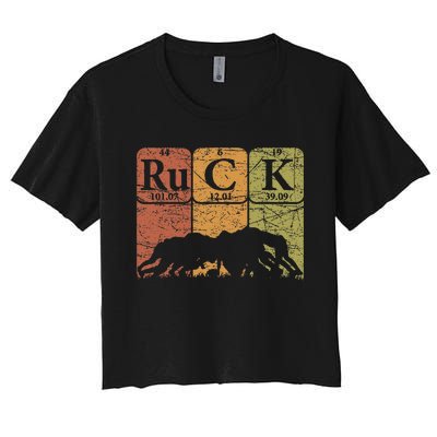 Ruck Rugby Periodic Table Elements Rugby Player Nerd Retro Women's Crop Top Tee