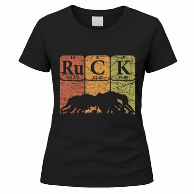 Ruck Rugby Periodic Table Elements Rugby Player Nerd Retro Women's T-Shirt