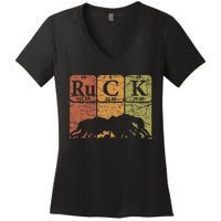 Ruck Rugby Periodic Table Elements Rugby Player Nerd Retro Women's V-Neck T-Shirt