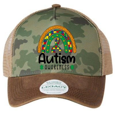 Rainbow Ribbon Puzzle Autism Awareness Month Mother's Day Legacy Tie Dye Trucker Hat