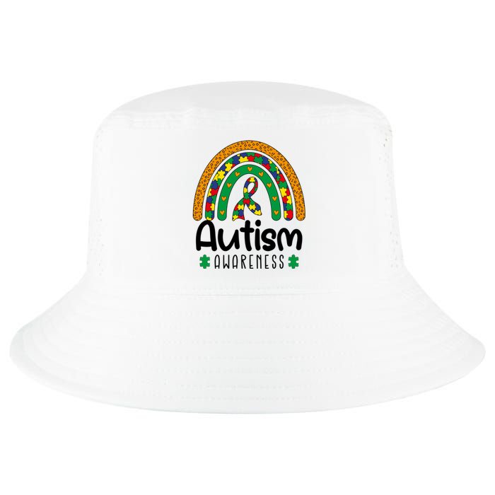 Rainbow Ribbon Puzzle Autism Awareness Month Mother's Day Cool Comfort Performance Bucket Hat