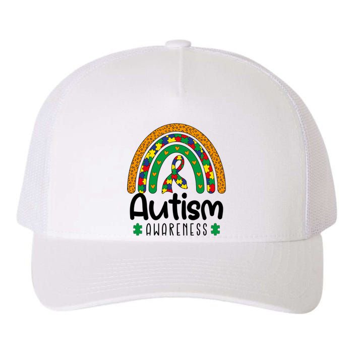 Rainbow Ribbon Puzzle Autism Awareness Month Mother's Day Yupoong Adult 5-Panel Trucker Hat