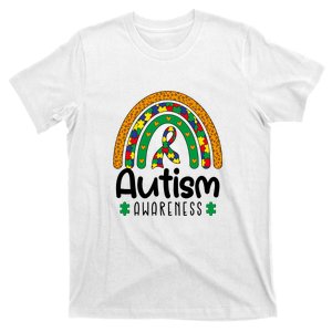 Rainbow Ribbon Puzzle Autism Awareness Month Mother's Day T-Shirt